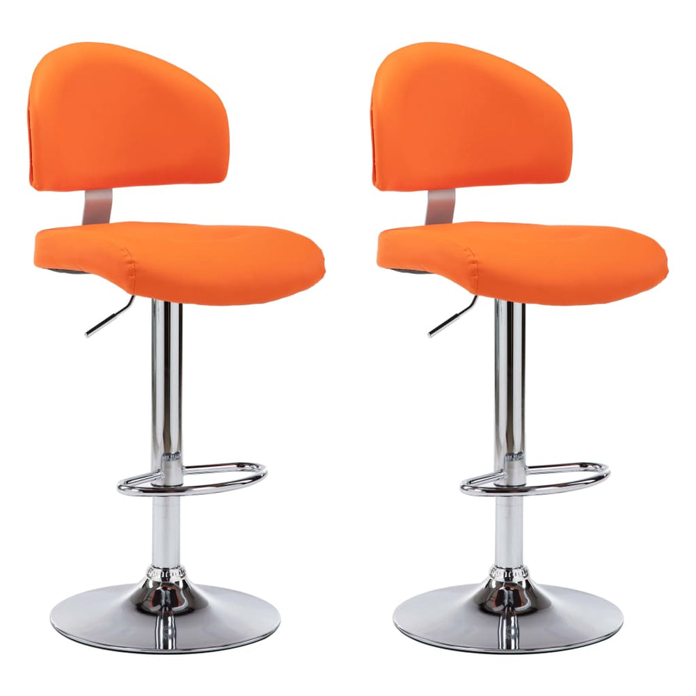 vidaXL Bar Stools 2 pcs Orange Artificial Leather