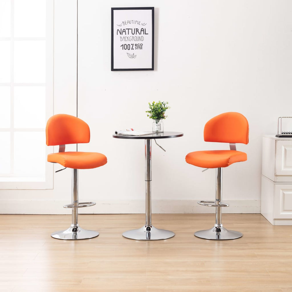 vidaXL Bar Stools 2 pcs Orange Artificial Leather