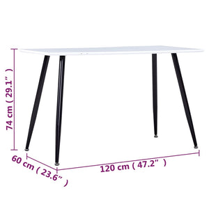 vidaXL Dining Table White and Black 120x60x74 cm MDF