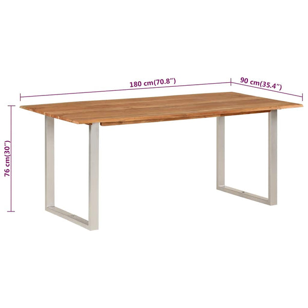 vidaXL Dining Table 180x90x76 cm Solid Acacia Wood