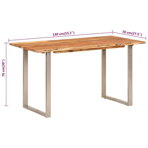 vidaXL Dining Table 140x70x76 cm Solid Acacia Wood