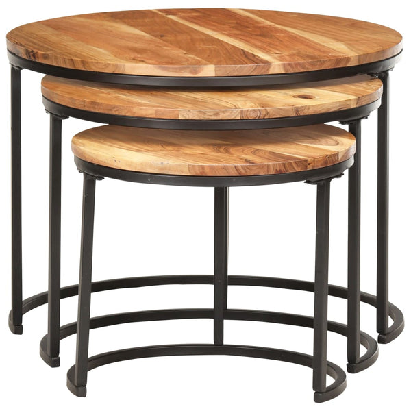 vidaXL Nesting Tables 3 pcs. Solid Acacia Wood