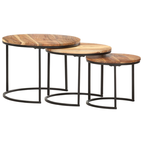 vidaXL Nesting Tables 3 pcs. Solid Acacia Wood