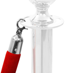 vidaXL Red and Silver Velvet Rope Barrier