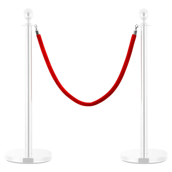 vidaXL Red and Silver Velvet Rope Barrier