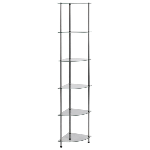 vidaXL Shelf with 6 Tiers Transparent 30x30x160 cm Tempered Glass