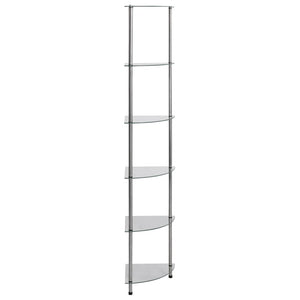 vidaXL Shelf with 6 Tiers Transparent 30x30x160 cm Tempered Glass
