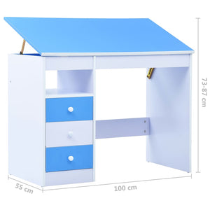 vidaXL Children's Desk Tiltable Blue and White