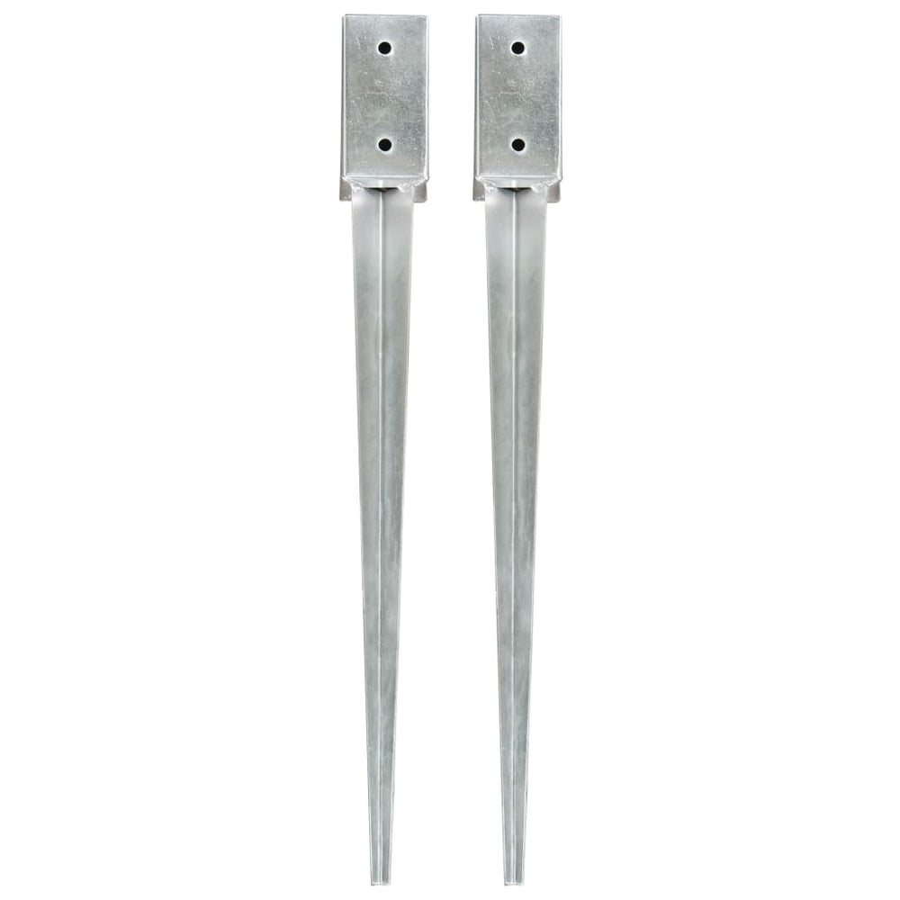 vidaXL Ground Spikes 2 pcs. Silver 7×7×75 cm Galvanized Steel