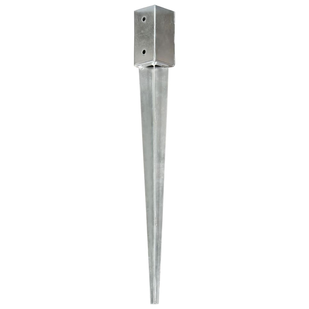 vidaXL Ground Spikes 6 pcs. Silver 7 x 7 x 75 cm Galvanized Steel