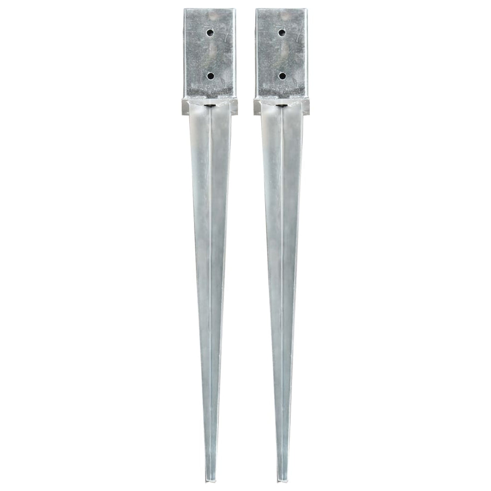 vidaXL Ground Spikes 2 pcs. Silver 8×8×76 cm Galvanized Steel