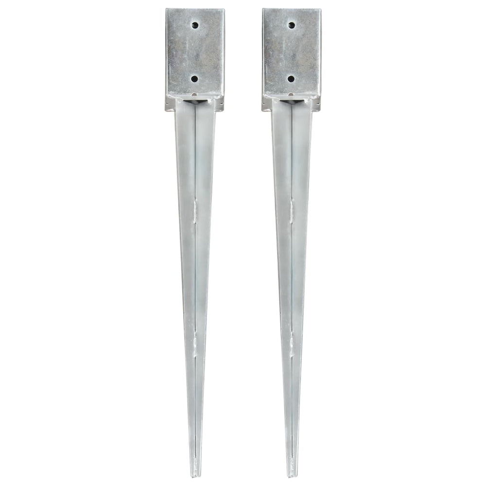 vidaXL Ground Spikes 2 pcs. Silver 9×9×75 cm Galvanized Steel