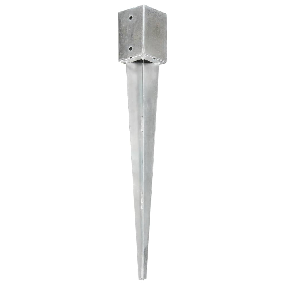 vidaXL Ground Spikes 2 pcs. Silver 9×9×75 cm Galvanized Steel