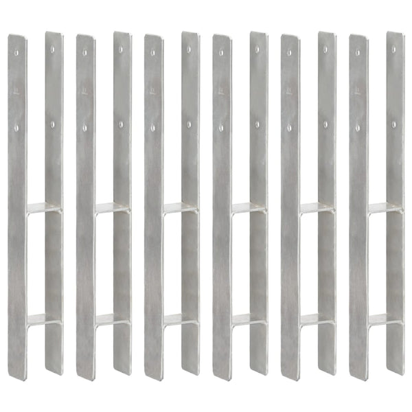vidaXL Post Supports 6 pcs. Silver 7x6x60 cm Galvanized Steel