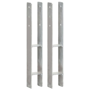 vidaXL Post Anchors 2 pcs Silver 8x6x60 cm Galvanized Steel