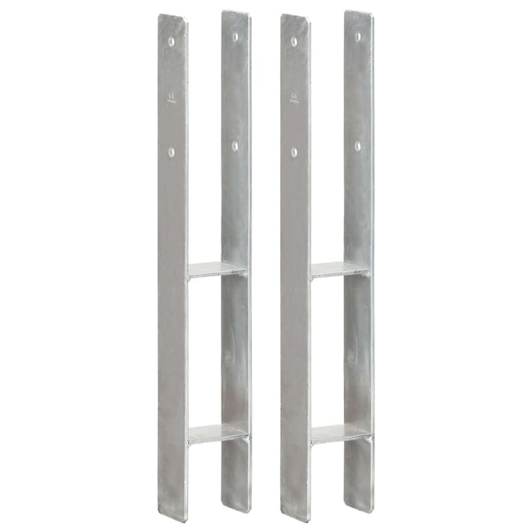 vidaXL Post Anchors 2 pcs Silver 8x6x60 cm Galvanized Steel