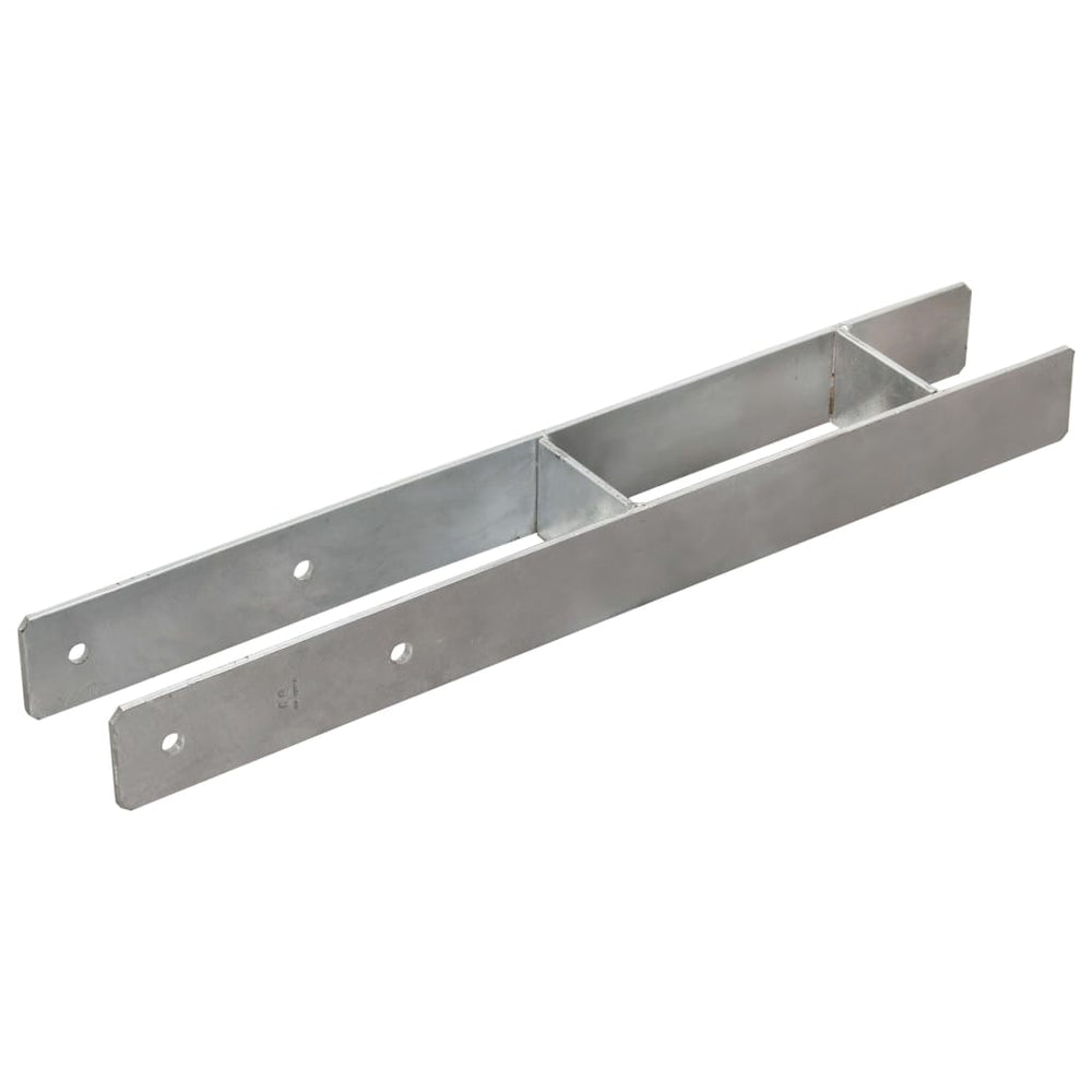 vidaXL Post Anchors 2 pcs Silver 8x6x60 cm Galvanized Steel