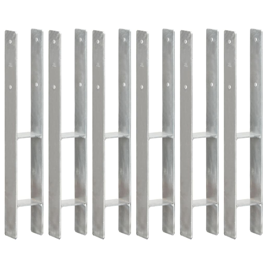 vidaXL Post Supports 6 pcs Silver 8×6×60 cm Galvanized Steel