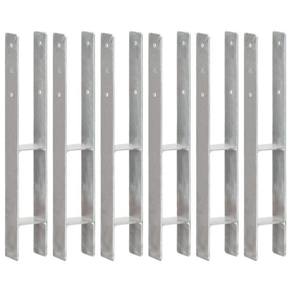 vidaXL Post Supports 6 pcs Silver 8×6×60 cm Galvanized Steel