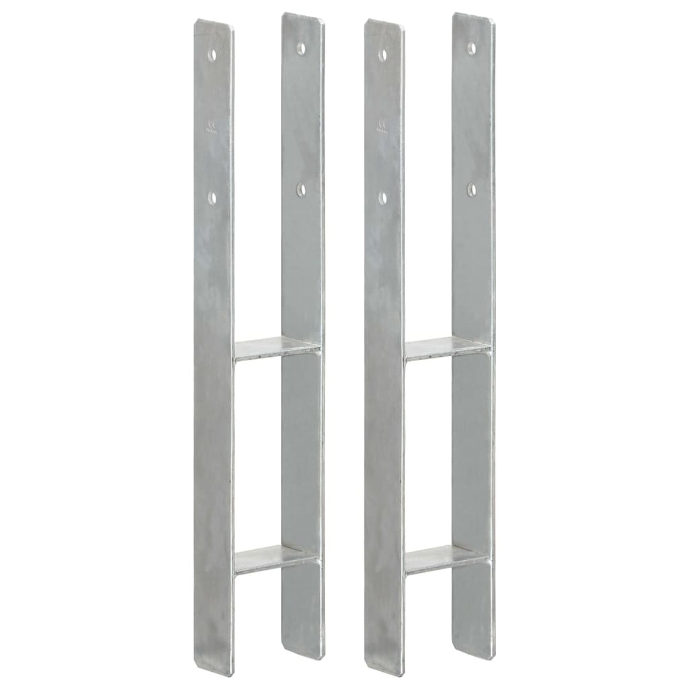 vidaXL Post Anchors 2 pcs Silver 9x6x60 cm Galvanised Steel