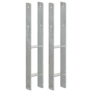 vidaXL Post Anchors 2 pcs Silver 9x6x60 cm Galvanised Steel