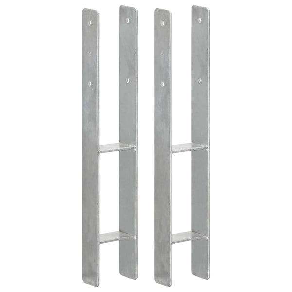 vidaXL Post Anchors 2 pcs Silver 9x6x60 cm Galvanised Steel