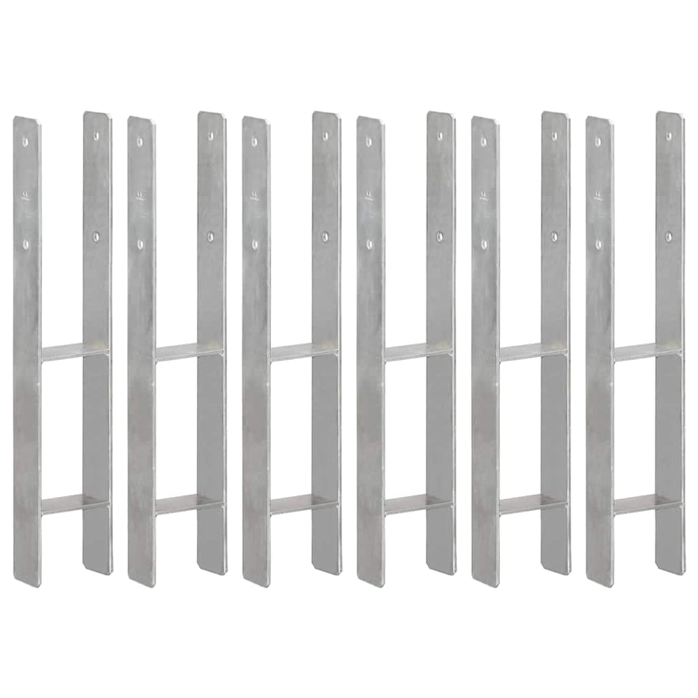vidaXL Post Supports 6 pcs. Silver 10x6x60 cm Galvanized Steel