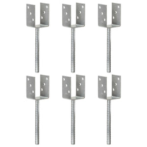 vidaXL Post Supports 6 pcs. Silver 7×6×30 cm Galvanized Steel