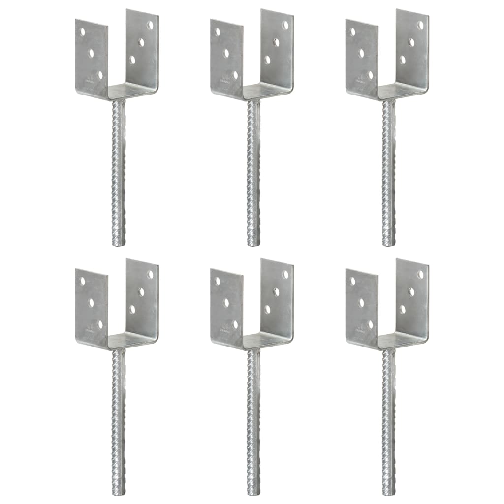 vidaXL Post Support 6 pcs Silver 8×6×30 cm Galvanized Steel
