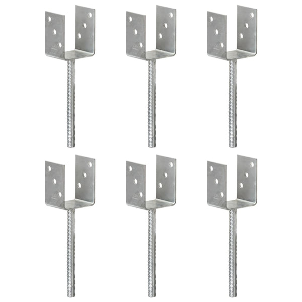 vidaXL Post Support 6 pcs Silver 8×6×30 cm Galvanized Steel
