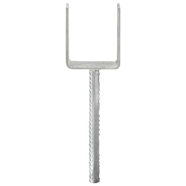 vidaXL Post Anchors 6 pcs Silver 9x6x30 cm Galvanized Steel