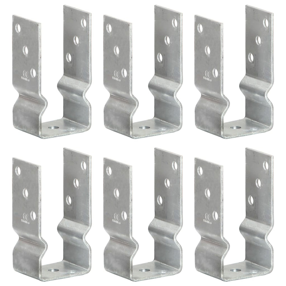 vidaXL Post Anchors 6 pcs Silver 7x6x15 cm Galvanized Steel