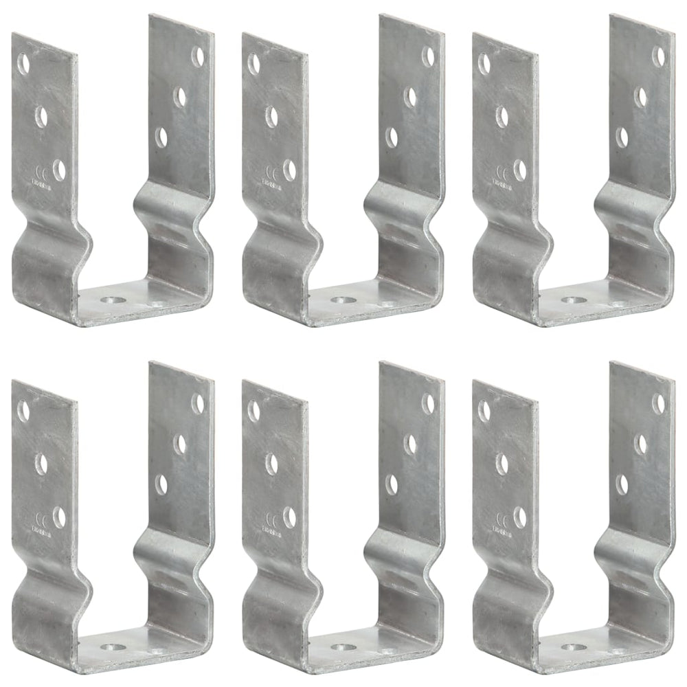 vidaXL Post Anchors 6 pcs Silver 8x6x15 cm Galvanized Steel