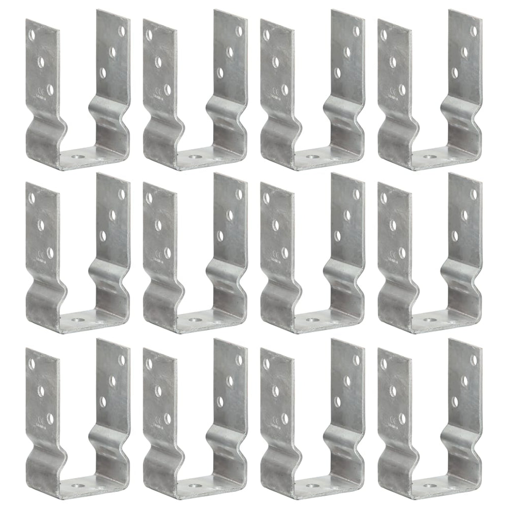 vidaXL Post Anchors 12 pcs Silver 8x6x15 cm Galvanized Steel