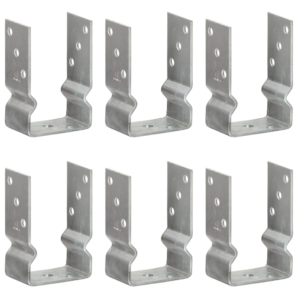 vidaXL Post Anchors 6 pcs Silver 9x6x15 cm Galvanized Steel