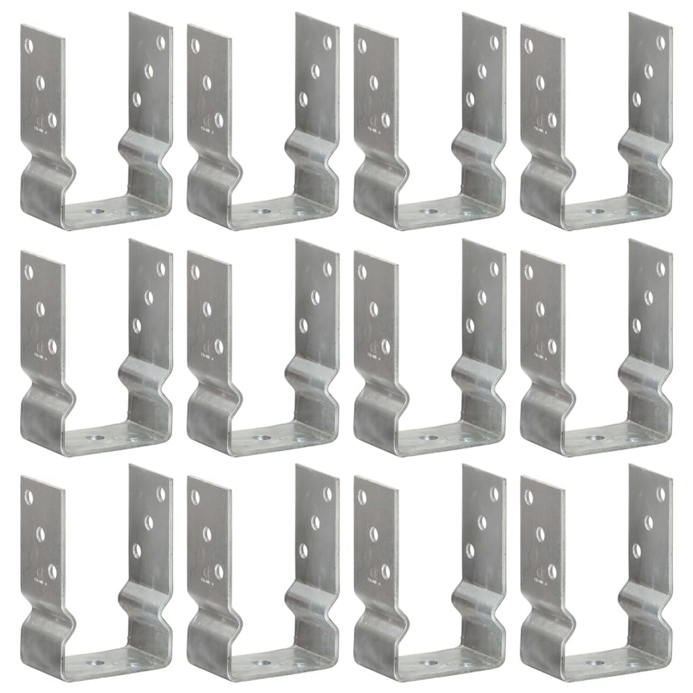 vidaXL Post Supports 12 pcs. Silver 9x6x15 cm Galvanized Steel