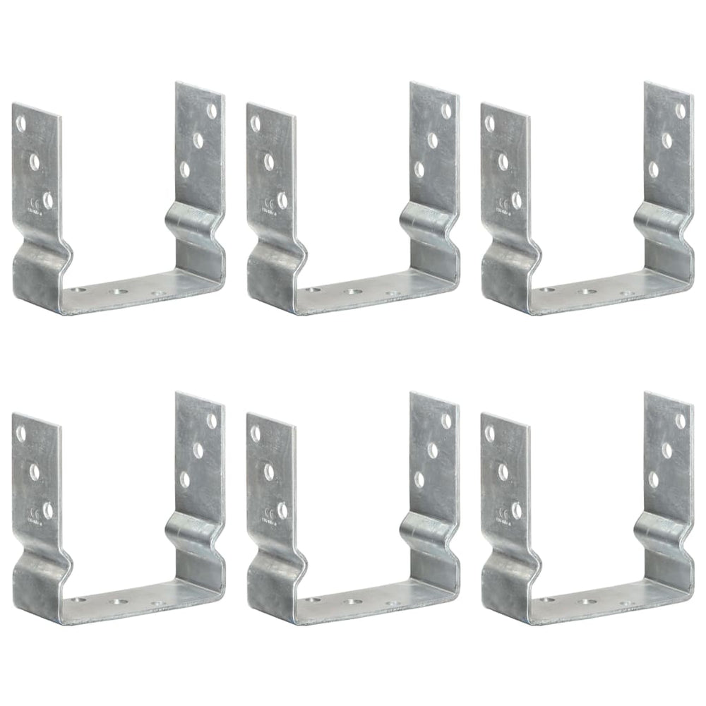 vidaXL Post Supports 6 pcs. Silver 14x6x15 cm Galvanized Steel