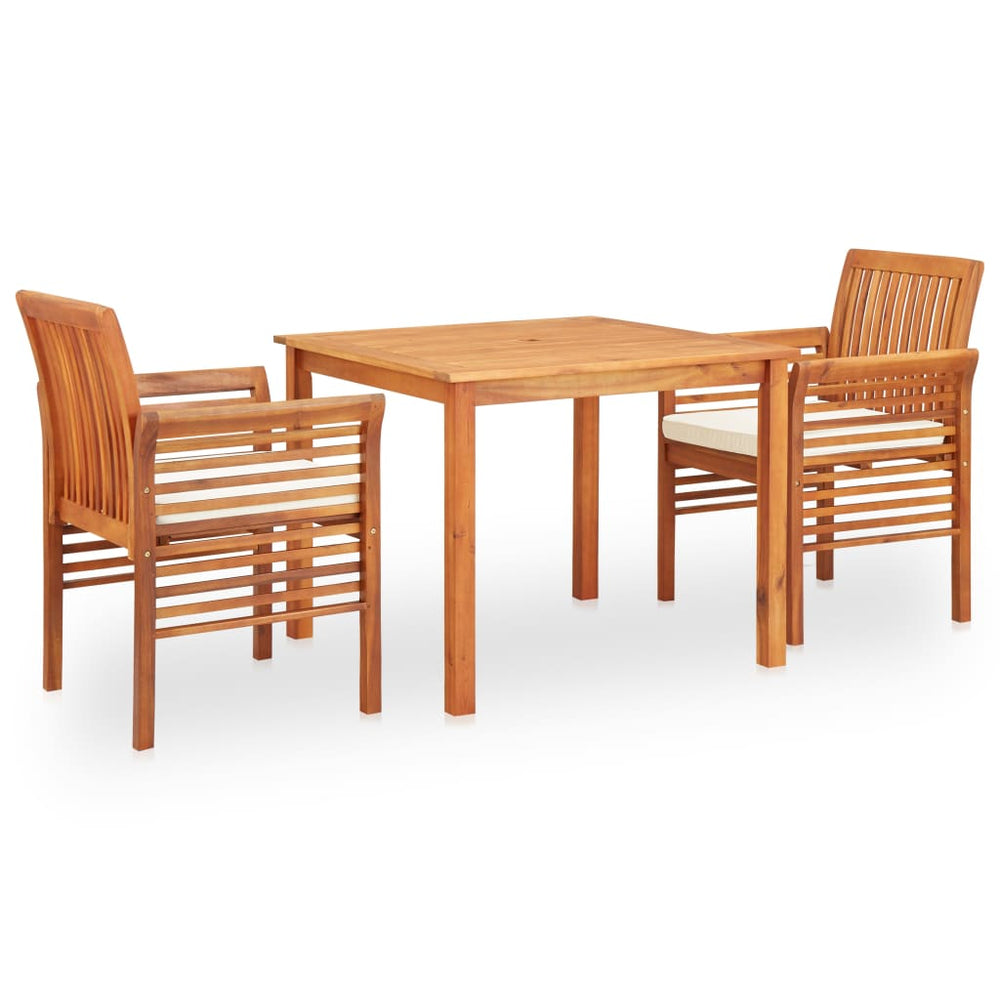vidaXL 3-Piece Garden Dining Set with Cushions Solid Acacia Wood