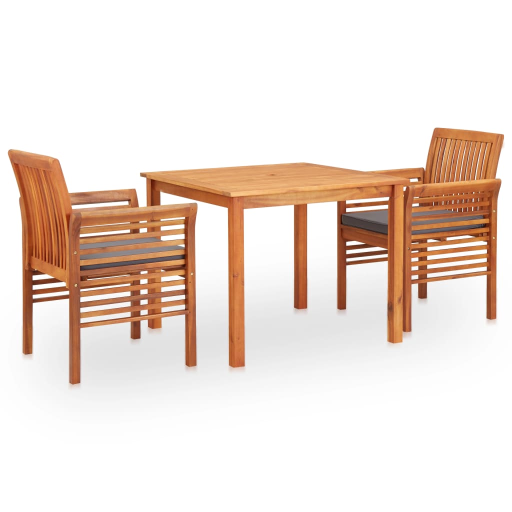 vidaXL 3-Piece Garden Dining Set with Cushions Solid Acacia Wood