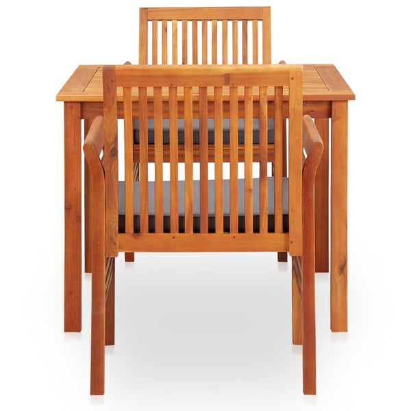vidaXL 3-Piece Garden Dining Set with Cushions Solid Acacia Wood