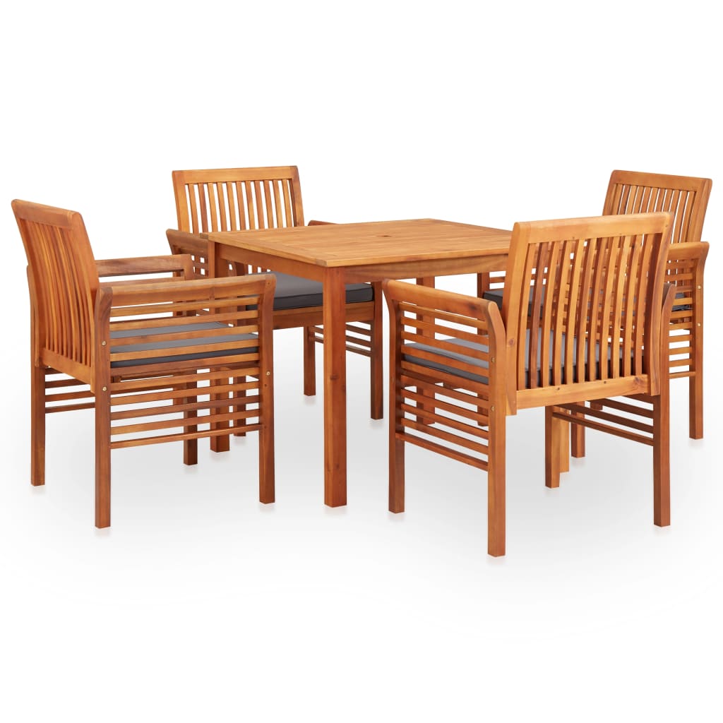 vidaXL 5-piece Outdoor Dining Set with Cushions Solid Acacia Wood