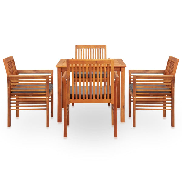 vidaXL 5-piece Outdoor Dining Set with Cushions Solid Acacia Wood