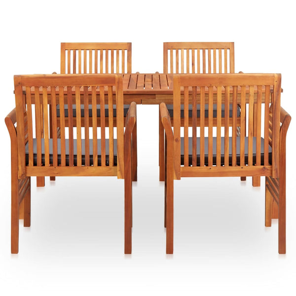 vidaXL 5-piece Outdoor Dining Set with Cushions Solid Acacia Wood