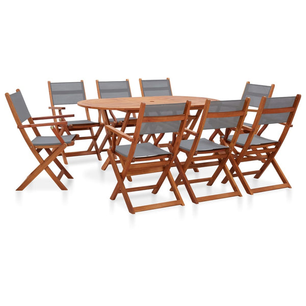 vidaXL 9-piece Outdoor Dining Set Solid Eucalyptus Wood and Textilene