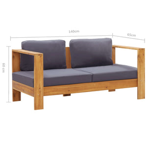 vidaXL 4-Piece Garden Lounge Set with Cushions Grey Solid Acacia Wood