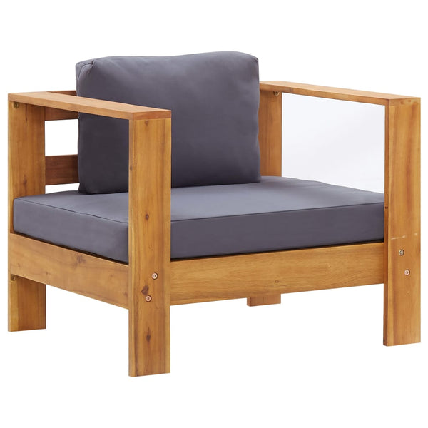 vidaXL 4-Piece Garden Lounge Set with Cushions Grey Solid Acacia Wood