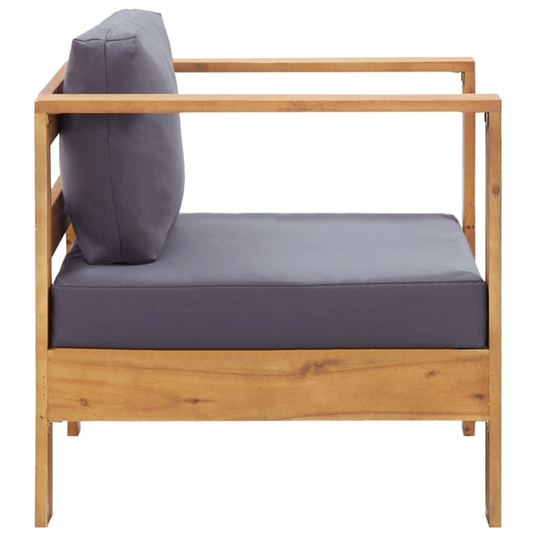 vidaXL 4-Piece Garden Lounge Set with Cushions Grey Solid Acacia Wood