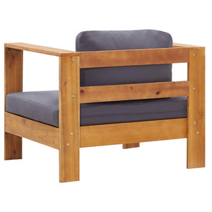 vidaXL 4-Piece Garden Lounge Set with Cushions Grey Solid Acacia Wood