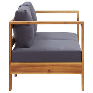 vidaXL 4-Piece Garden Lounge Set with Cushions Grey Solid Acacia Wood