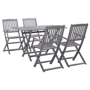 vidaXL 5-Piece Outdoor Dining Set Solid Acacia Wood Grey